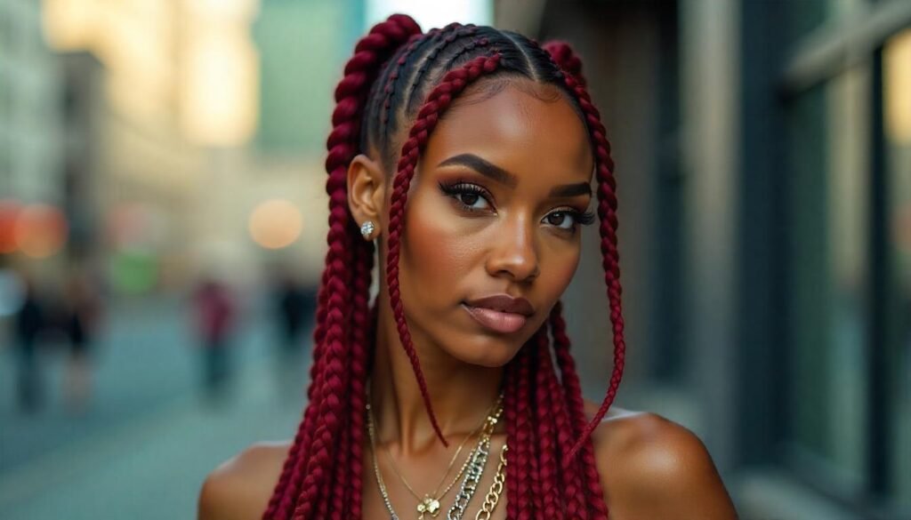 red box braids